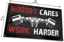 Gym Fitness Nobody Cares Work Harder Flag 3x5 Ft Indoor/Outdoor Yard Garden Lawn Holiday Decoration Banner Sign by GreenHaven Gardens
