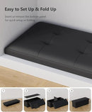 Storage Ottoman Bench, Folding Ottoman Foot Rest, 15 x 43 x 15 Inches, End of Bed Bench,Storage Chest, for Living Room, Bedroom, Hallway, Entryway, Holds up to 700 lb,Black by CozyNest Decor