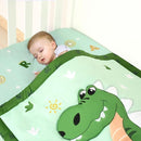 Cloele Crib Bedding Set for Boys,4 Piece Dinosaur Baby Bedding Set,Standard Size Toddler Nursery Bedding Includes Comforter,Crib Skirt,Fitted Sheet&Pillowcase,Soft Dinosaur Blanket-Green by TinyTreasures Baby Boutique
