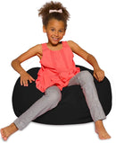 Posh Creations Bean Bag Chair for Kids, Teens, and Adults Includes Removable and Machine Washable Cover, Solid Black, 27in - Medium by TinyTreasures Baby Boutique