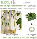 suddus 200 LED Vine with Light Plug in, 6.5ft x 6.5ft Ivy Fairy Curtain Lights with Remote, Leaf Fairy Lights for Wall,Bedroom, Dorm, Wedding, Party, Indoor Decor(Warm White) by CozyNest Decor