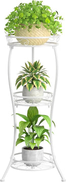 KMOTASUO 3 Tier Tall Metal Plant Stand, 34 Inch Plant Stands Indoor Outdoor, Rustproof Wrought Iron Flower Pot Holder Display Rack for Corner Patio Garden Balcony Living Room(White) by GreenHaven Gardens
