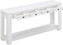 White Console Table,Solid Wood Sofa Table with 4 Drawers Hallway Table for Storage Entry Foyer Behind Couch Table,Fully Assembled (63" White) by CozyNest Decor
