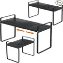 Aertiavty 3 Pack Expandable Cabinet Shelf Organizer Kitchen Shelf Riser Stackable Pantry Shelves Kitchen Organizers and Storage Metal Spice Rack Countertop Organizer Cupboard Adjustable Shelfs by CozyNest Decor
