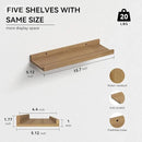 RICHER HOUSE 5 Set Floating Shelves for Wall Decor, Wall Mounted Book Shelf, Nursery Shelves Picture Ledge Shelf with Lip for Wall Storage, Bedroom, Living Room, Bathroom - Oak by CozyNest Decor
