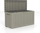 90 Gallon Outdoor Cushion Storage - Waterproof Deck Boxes for Outdoor, Space-Saving Deck Box with Lock for Patio/Pool Accessories, UV-Resistant Resin, Granite Grey by GreenHaven Gardens