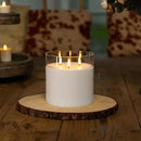 Homemory 6X6'' Extra Large Flameless Candle with 3 Wicks, Glass LED Pillar Candle, Real Wax Battery Operated Candle with Remote Control and Timer, Pure White by CozyNest Decor