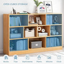 IOTXY Open Shelf Low Bookcase - Wooden 3-Tier Floor Standing Display Cabinet Organizer with Base, 10 Cubes Short Horizontal Bookshelf in Pear Yellow by CozyNest Decor
