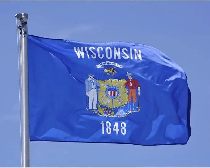 TOPFLAGS Wisconsin Flag 4x6 Outdoor WI State Flags Embroidered Longest Lasting Heavy Duty Polyester Stronger Brass Grommets 4 Stitched Hemming Perfect for Outside, photo 7 of 8
