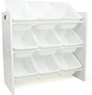 Humble Crew 9-Bin Toy Organizer – Cambridge White Plastic Bins, 3-Tier Storage Solution for Kids' Playrooms and Nurseries by CozyNest Decor
