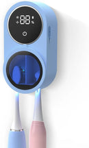 Toothbrush Holder and Cleaner for Bathroom Light Cleaning Fan Drying Round in Circle Automatic Rotating Cover Wall Mounted Smart Home Gadgets (02 Blue) by CozyNest Decor