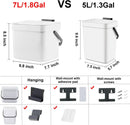 LALASTAR Trash Can with Lid, Wall-Mounted Under Sink Small Garbage Can for Kitchen, Bathroom, Hanging Plastic Trash Can, 1.8 Gallon, White by GreenHaven Gardens