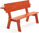 AVAWING Outdoor Convertible Wood Bench with Backrest, Patio Wood Convert a Bench, Space-Saving 2-in-1 Picnic Table Chairs Set for Backyard, Porch, Patio, Garden, Tangerine by CozyNest Decor