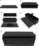 Sorbus Storage Ottoman Bench – for Living Room, Hallway, End of Bed, Bedroom Bench 43 in Large Folding Chest Seat Trunk w/Cover – Blankets, Coffee Table, Foot Rest– Tufted Velvet Linen Fabric (Black) by CozyNest Decor