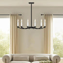 Modern Black Chandelier, Round LED Ceiling Hanging Lamp, Farmhouse Candle Pendant Light Fixtures for Bedroom Living Room Dining Room Kitchen Island (Black-A 6Lights) by CozyNest Decor