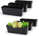 GREANER 6 Pack Herb Planters, 12x3.8 Inch Black Rectangle Window Boxes with Tray, Indoor Succulent Cactus Mint Plastic Pot for Windowsill, Balcony, Office, Outdoor Garden by GreenHaven Gardens