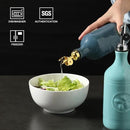Sweejar 16 Oz Ceramic Olive Oil Dispenser Bottle, Oil Dispenser for Kitchen with Gravity Spout, Relief Opaque Oil Container for Evoo, Avocado Oil, Vinegar, Soy Sauce, 1 Pack(Turquoise, Silver Spout) by CozyNest Decor