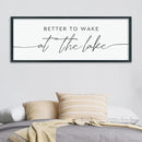 LuZhiQiang Better To Wake At The Lake Above Bed Wall Decor 40"×15" for Lake House Bedroom Over Bed Sign Wood Framed Large Wall Hanging Art (Black) by CozyNest Decor