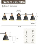 FEMILA 37.4" Black Vanity Light, Black Bathroom Light Fixture, Bathroom Lighting Fixtures Over Mirror with Matte Black Finish, 4FG59B-5W BK by CozyNest Decor