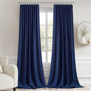 MIULEE Navy Blue Back Tab Blackout Curtains 108 Inch Long 2 Panels Set for Bedroom, Rod Pocket/Pinch Pleat Extra Long Thermal Insulated Living Room Darkening Pleated Light Blocking Drapes by TinyTreasures Baby Boutique