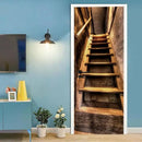 3D Door Wallpaper Self-Adhesive Door Sticker - Wooden Stairs - Door Film Poster Premium PVC Waterproof Wall Sticker for Bedroom Living Room Door Decoration Wallpaper 88 x 200 cm by GreenHaven Gardens