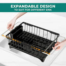 Expandable Dish Drying Rack in Sink, Adjustable Stainless Steel Rustproof Grip Handles Dish Rack Over The Sink, Dish Strainer with Drying Tray & Utensil Holder by CozyNest Decor