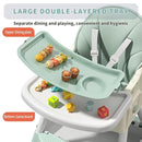 High Chairs for Babies and Toddlers, 4 in 1 Convertible Baby High Chair, Portable High Chair for Travel with Adjustable Height and Back, Foldable HighChair with Wheels& Pu Cushion (Green) by TinyTreasures Baby Boutique