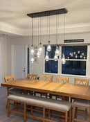 Raindrop 9-Light Chandeliers for Dining Room, Black Dining Room Lights Fixture Over Table, Teardrop Pendant Lights Kitchen Island, Adjustable Rope Hanging Lamp Ceiling for Entryway Foyer by CozyNest Decor