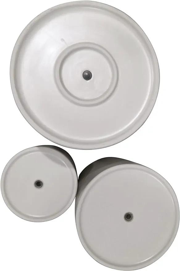 Amazon Basics Assorted Sizes Fluted Ceramic Round Indoor Outdoor Planters with Drainage, Set of 3, Modern Design, 6 inch, 8 inch, 10 inch, White, photo 4 of 7