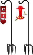 Gtongoko 92 Inch 2 Pack Bird Feeder Poles for Outdoors Heavy Duty, Shepherds Hooks for Outdoor, Hummingbird Feeder Stand, Adjustable Hanger for Plant, Lights, Lanterns Wedding Decor with 7 Prongs Base by CozyNest Decor