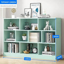 IOTXY Open Shelf Low Bookcase - Wooden 3-Tier Floor Standing Display Cabinet Organizer with Base, 10 Cubes Short Horizontal Bookshelf in Tiffany-Green by CozyNest Decor