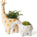 LA JOLIE MUSE Ceramic Giraffe Succulent Planter Animal Plant Pots - 11.4 + 4.9 Inch Tall Cute Rough Pottery Indoor Flower Pots, Home Decor by GreenHaven Gardens