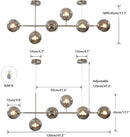 KCO Modern 6-Light Ceiling Pendant Lighting Mid-Century Glass Globes Sputnik Pendant Lamp Hanging Adjustable Chandelier for Kitchen Island Living Dining Room (Silver+Smoke Grey) by CozyNest Decor