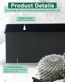 vensovo Metal Wall Hanging Planter Boxes – 12" Rectangle Flower Pots, 3 Pack with Drainage, Durable Galvanized Finish for Indoor Outdoor Balcony Fence Windowsill, Black by CozyNest Decor