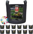 JERIA 12-Pack 25 Gallon, Vegetable/Flower/Plant Grow Bags, Aeration Fabric Pots with Handles (Black), Come with 12 Pcs Plant Labels by GreenHaven Gardens