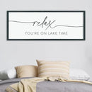 Relax You're On Lake Time Sign Wall Decor 40"×15" Lake House Bedroom Large Wood Framed Hanging Wall Art (Black) by CozyNest Decor