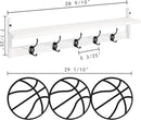 BAMEOS Wall-Mounted Wood Shelf with 5 Dual Hooks for Bathroom, Living Room, Bedroom (White-with Shelf) by CozyNest Decor