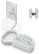 5FT Flat Extension Cord, TESSAN Surge Protector Power Strip with 4 Widely Spaced AC Outlets, 900 Joules Surge Protection, Ultra-Thin Flat Plug Desk Charging Station for Home Office Dorm Essentials by TinyTreasures Baby Boutique