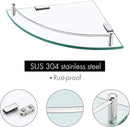 KES Glass Corner Shelf Bathroom Shelf Tempered Glass with Rail SUS 304 Stainless Steel Floating Wall Mount Bracket Polished Finish, BGS2101A by CozyNest Decor