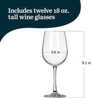 Libbey 7504 Vina Tall Wine Glasses Set, All Purpose Red and White Wine Glasses Set of 12, Professional Grade Glass Wine Glasses for Gatherings, Events by CozyNest Decor