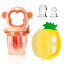 Baby Fruit Food Feeder - Silicone Nibble Tray Combo - Breastmilk Popsicle Mold for Cooling Relief, BPA Free Mesh Feeder for Infant Self Feeding (Monkey Orange + Pineapple) by TinyTreasures Baby Boutique