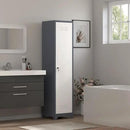 Storage Cabinet,Slim Broom Closet Storage Cabinets with Lockable Doors,Narrow Utility Cabinets with Hanging Rod,Tall Broom Closet for Laundry,Home Office,Grey-White by CozyNest Decor