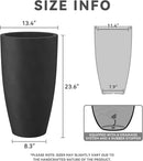 Kante 23.6" H Black Finish Concrete Tall Planters Large Outdoor Indoor Decorative Plant Pots with Drainage Hole and Rubber Plug, Modern Tapered Style for Home and Garden by CozyNest Decor