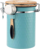 TEDSWAIT Coffee Canisters Airtight Coffee Bean Storage Container Kitchen Stainless Steel Food Storage Container with Scoop Date Tracker & CO2 Valve 61Fl Oz (Lake Blue) by CozyNest Decor