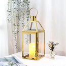 JHY Design Gold Decorative Lanterns 16" H Stainless Steel Candle Lanterns with Tempered Glass for Indoor Outdoor Events Parities and Weddings by CozyNest Decor