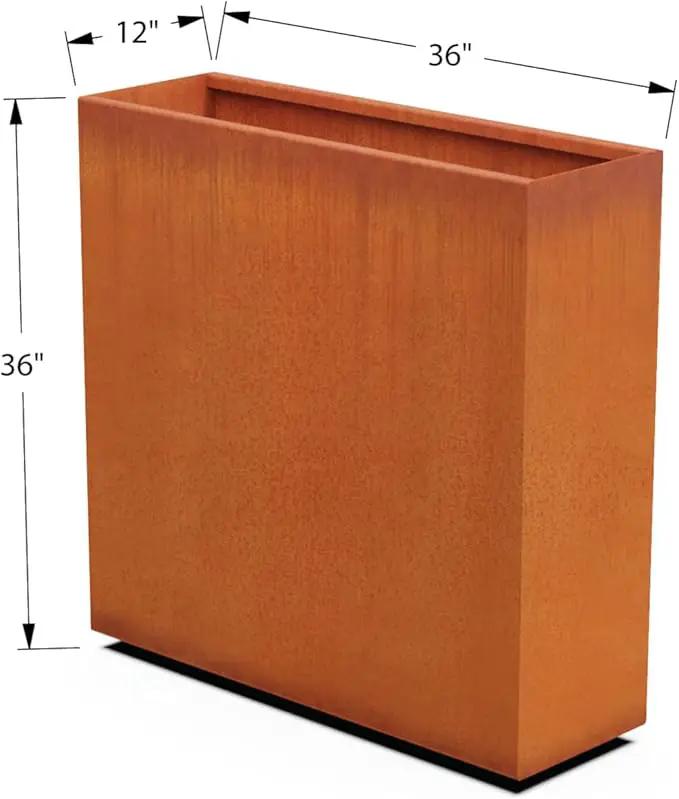 Corten Steel Planter Rectangle Outdoor Metal Garden Box Heavy Duty | Made in USA | Fully Assembled, photo 5 of 7