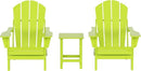 WO Home Furniture Adirondack Chairs Table Set of 3 PCS Outdoor Folding Chairs Side End Table Weather/UV Resistant for Lawn, Garden, Bon Fire, Balcony (Lime) by GreenHaven Gardens