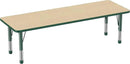 Factory Direct Partners FDP Rectangle Activity School and Classroom Kids Table (24 x 72 inch), Chunky Toddler Legs, Adjustable Table Height 15-24 inches - Maple Top and Green Edge by CozyNest Decor