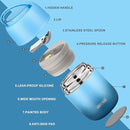 17 oz Insulated Lunch Containers, Hot Food Jar, Wide Mouth, Vacuum Stainless Steel Thermo Lunch Box with Handle and Folding Spoon, Blue by TinyTreasures Baby Boutique