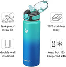 Enerbone 24 oz Insulated Water Bottle, Stainless Steel Bottle with Carrying Strap, Double-Wall Vacuum Insulation Design, Leakproof Sports Bottle with Straw, Keep Drinks Cold or Hot for Hours by CozyNest Decor